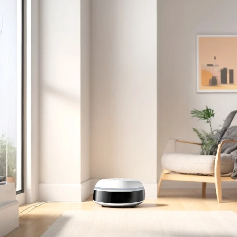 Modern living room equipped with AI-powered smart devices